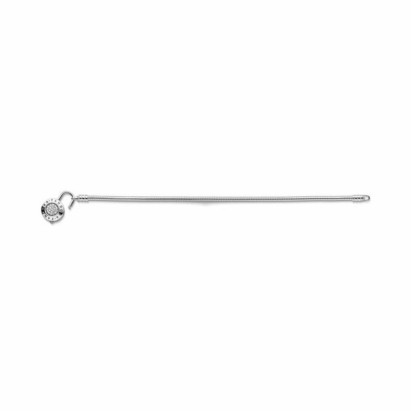 Pandora Smooth with Signature Padlock Clasp Bracelet Silver Egypt UX8670295